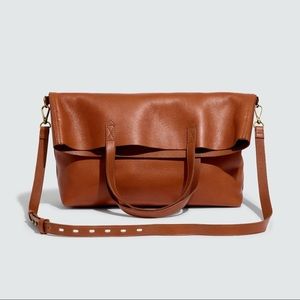 Madewell “The Foldover Transport Tote” in English Saddle